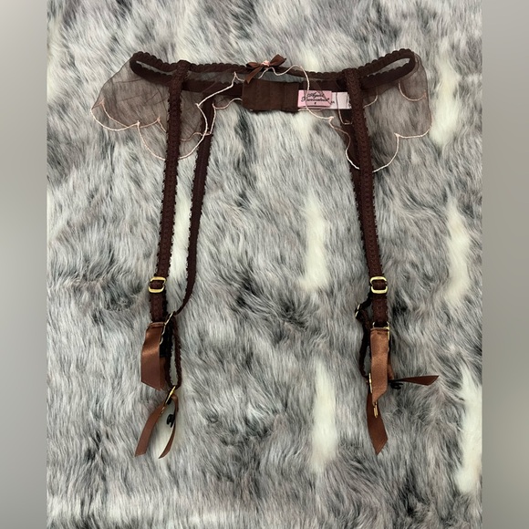 Agent Provocateur brown pink knicker Lace Garter Belt Womens 2 - Picture 1 of 4